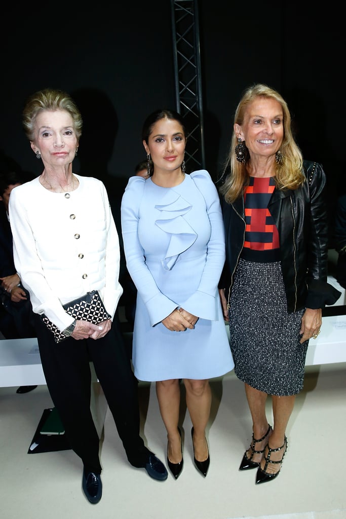 Salma Hayek Wears Blue at Paris Fashion Week 2015