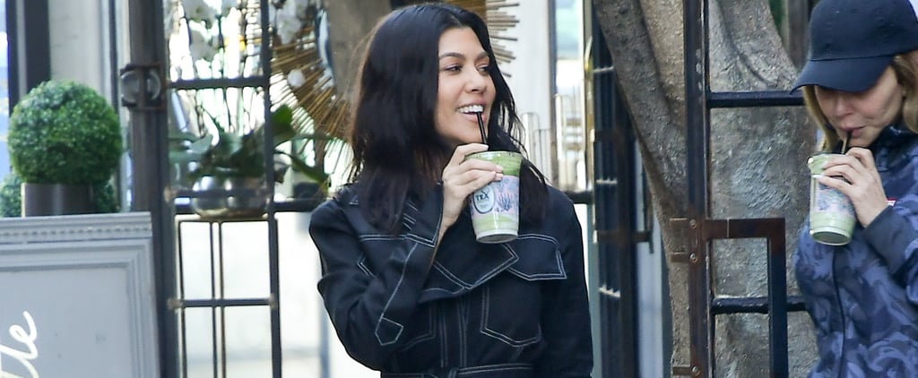 Kourtney Kardashian Wearing a Denim Jumpsuit