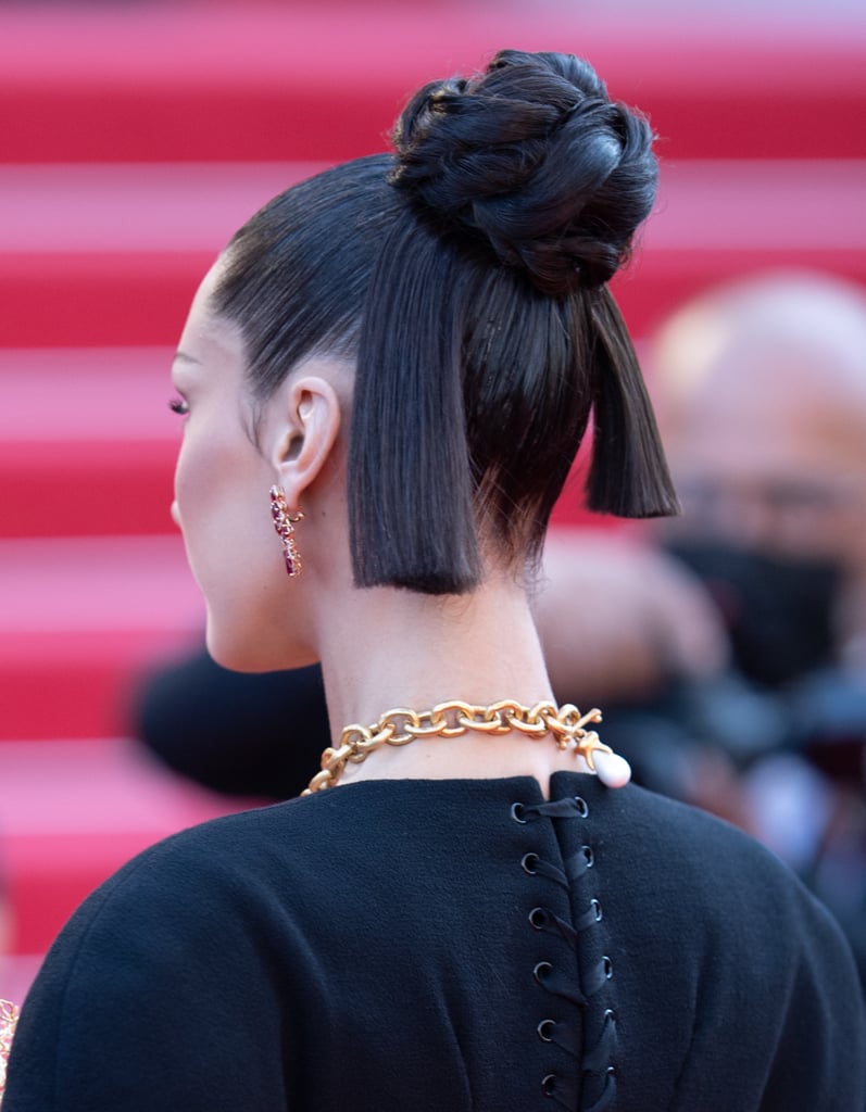 See Photos of Bella Hadid's Intricate Bun at Cannes