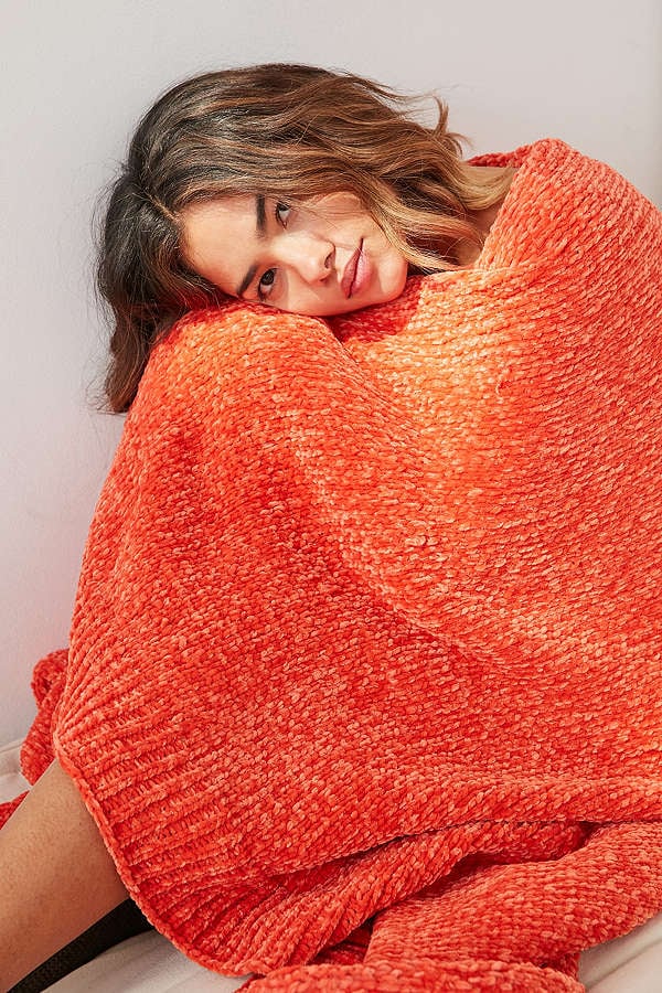 Urban Outfitters Chenille Sweater Throw Blanket