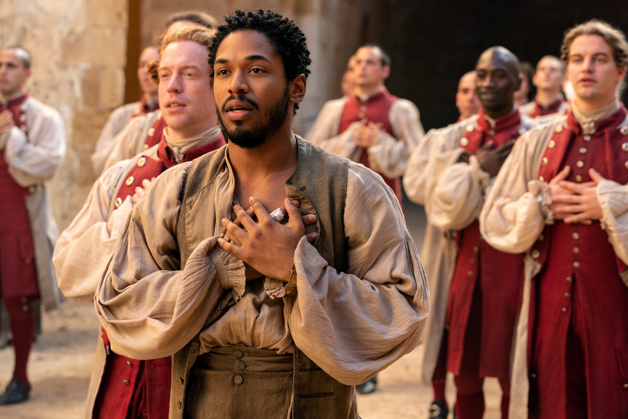 C_10209_RKelvin Harrison Jr. stars as Christian in Joe Wright'sCYRANOA Metro Goldwyn Mayer Pictures filmPhoto credit: Peter Mountain© 2021 Metro-Goldwyn-Mayer Pictures Inc. All Rights Reserved.