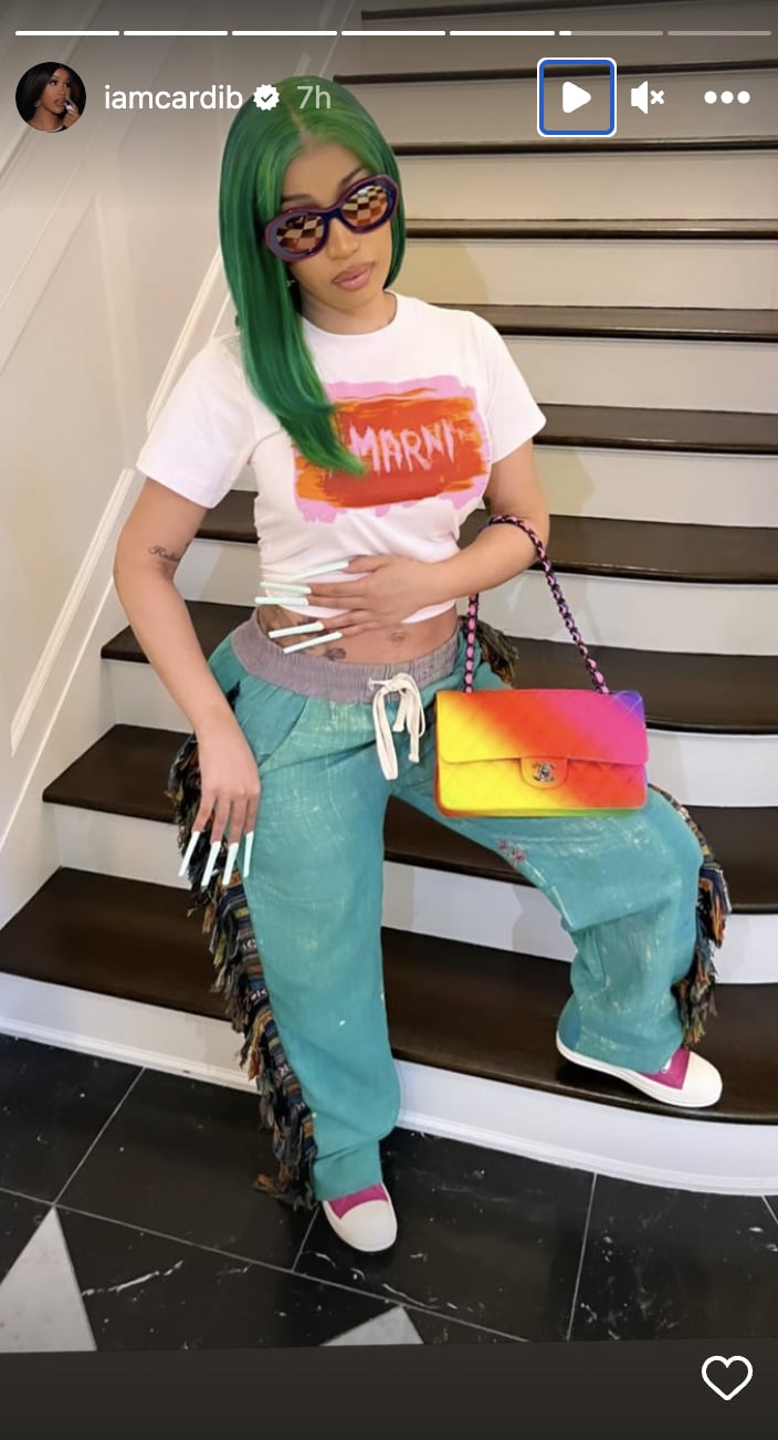 Cardi B's Green Hair Color and Lob Hairstyle: See Photos