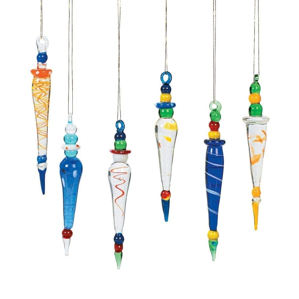 Oriental Trading Company Glass Icicle, Multi Color