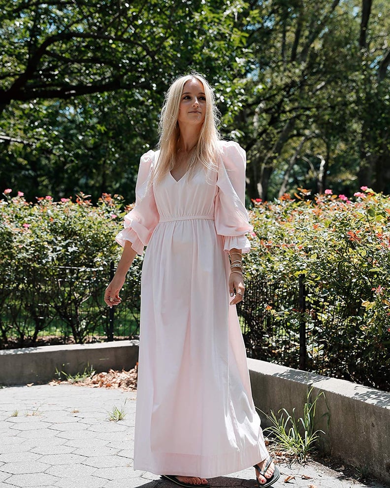 The Drop Pastel Pink Balloon-Sleeved Maxi Dress by @thefashionguitar