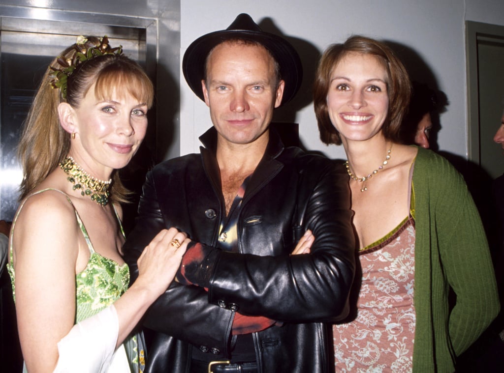 Julia posed backstage at the Rainforest Foundation Benefit Concert in 1997 with Sting and his wife Trudie Styler.