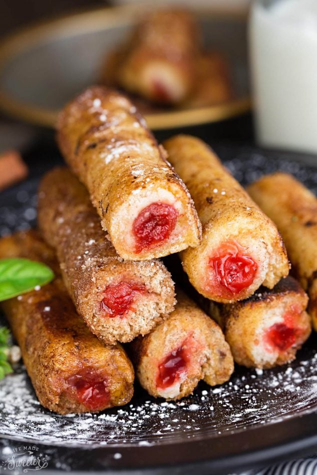 Cherry Cheesecake French Toast Roll-Ups