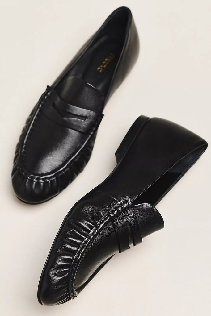 Maeve Scrunch Loafers ($138)
Black leather loafers remain a strong closet staple because they are convenient and classy. Dress them up with a trouser for a professional look or pair them with your favorite baggy jeans for a relaxed yet sophisticated aesthetic.