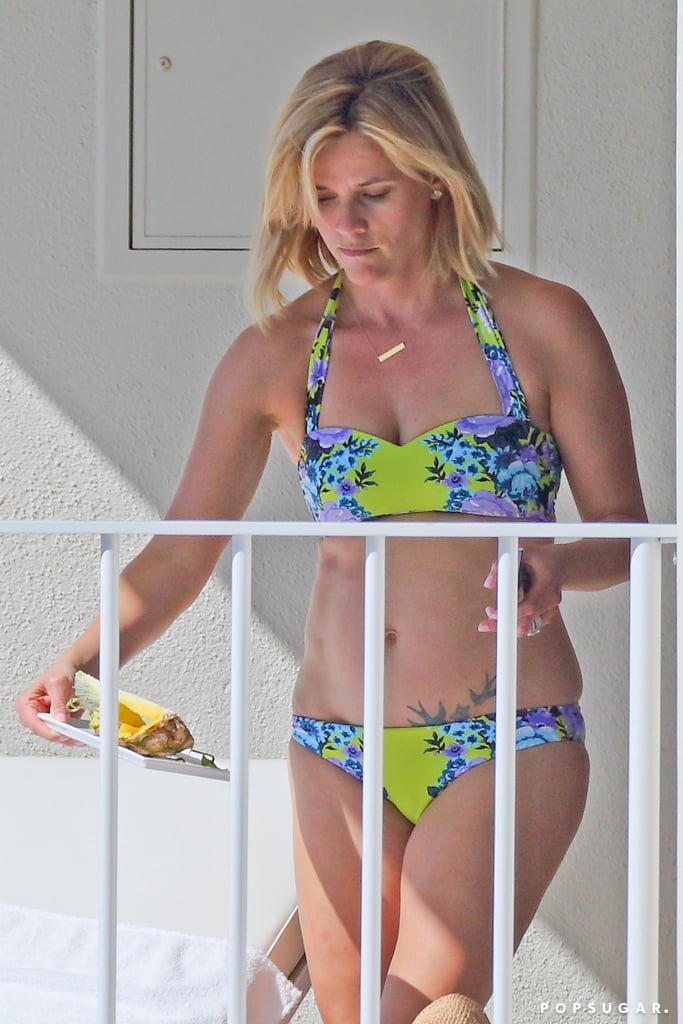 Reese wore a floral bikini.