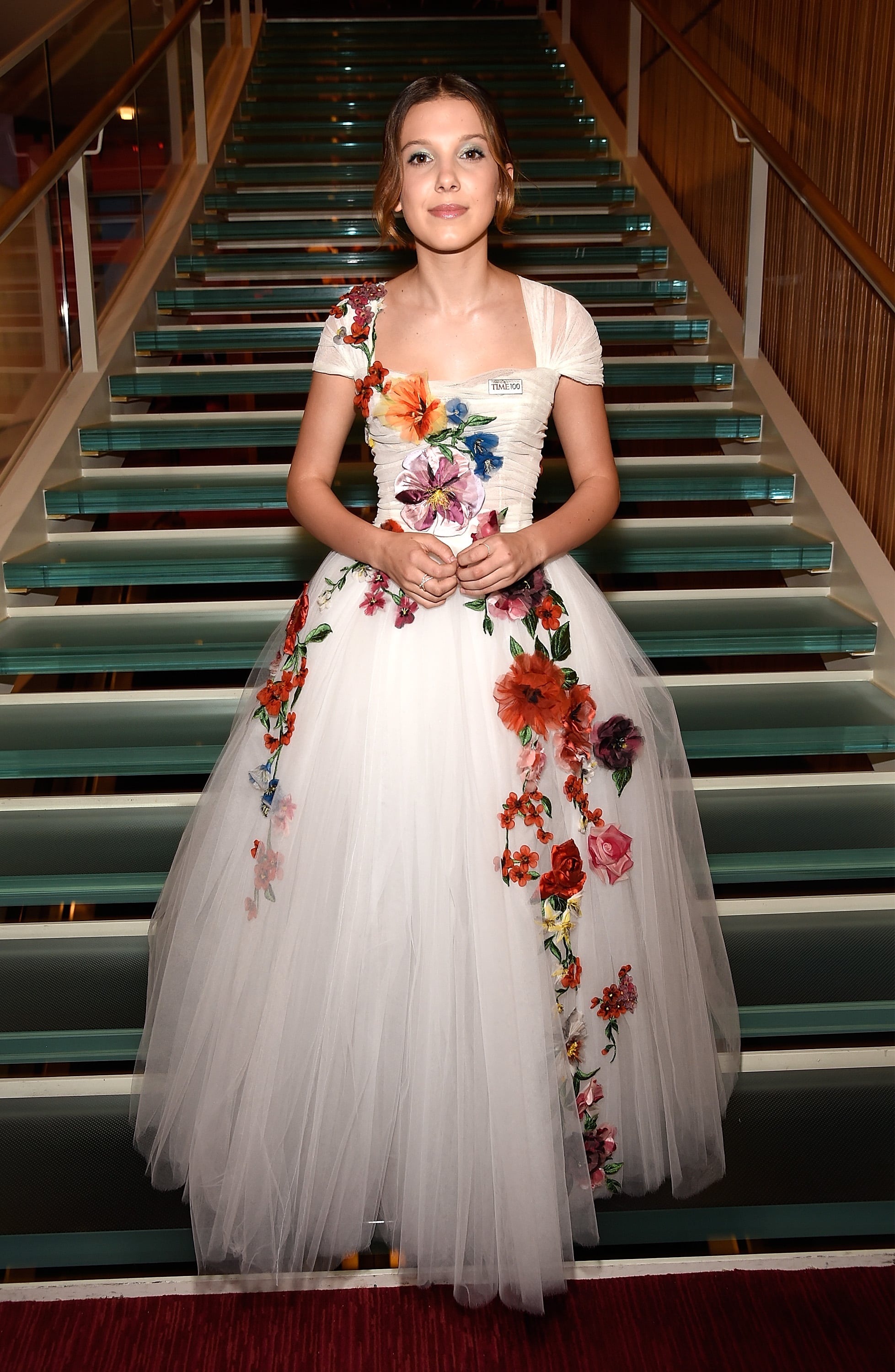 princess polly baby blue dress Millie Bobby Brown Floral Dress at Time 100 Gala 2018