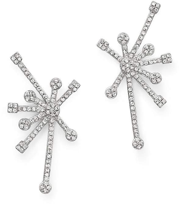 KC Designs Diamond Starburst Earrings in 14K White Gold