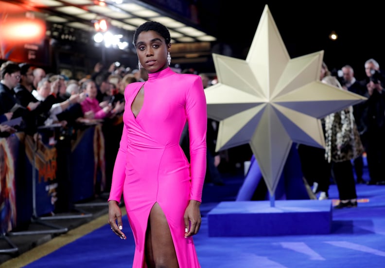 English actor Lashana Lynch poses upon arrival for the European gala premiere of the film 