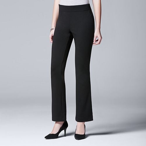 No one can ever have too many pairs of black slacks. You can dress them up and wear them at any occasion. 
Simply Vera Vera Wang Ponte Bootcut Pants ($44)