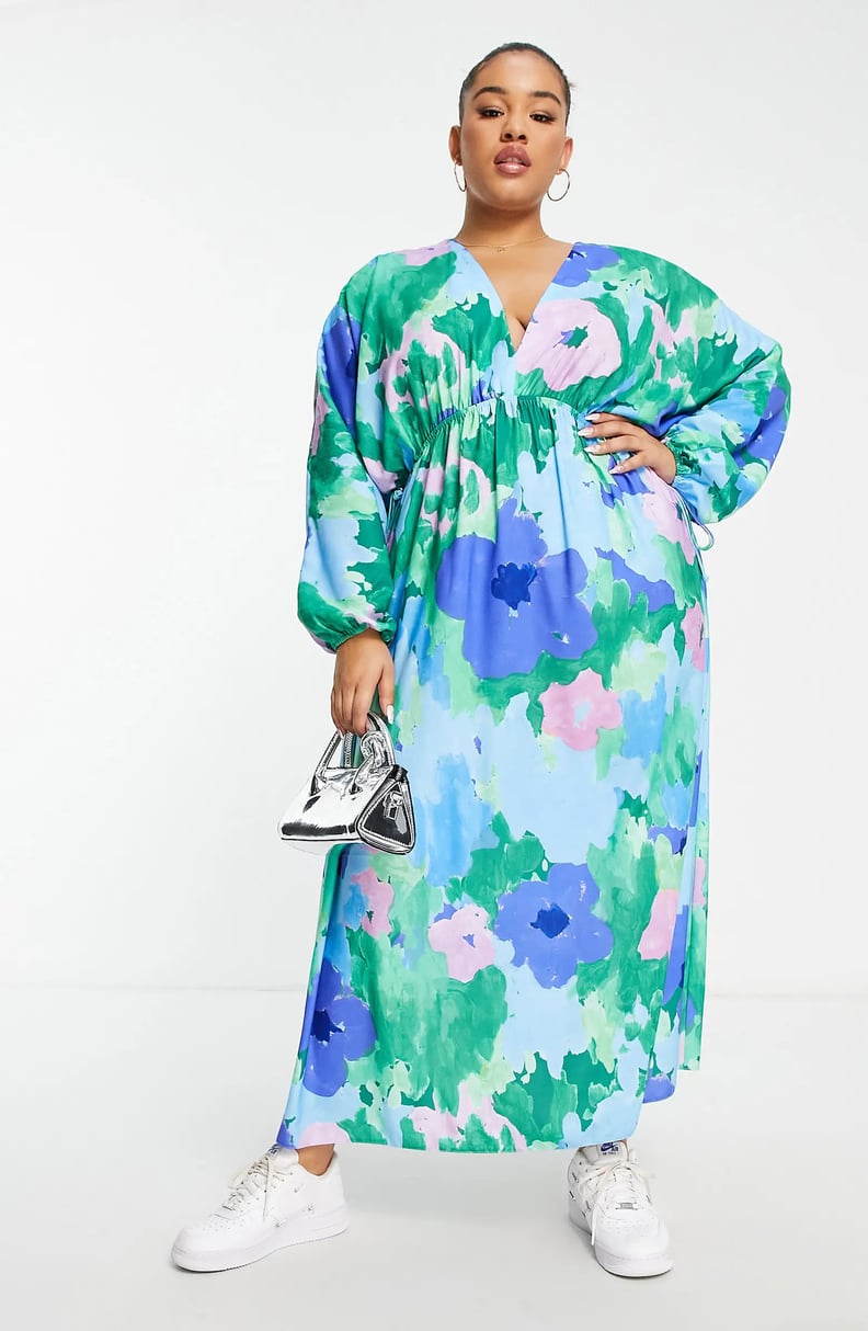 Best Spring Maxi Dresses: Asos Curve Watercolor Floral Long Sleeve Maxi Dress