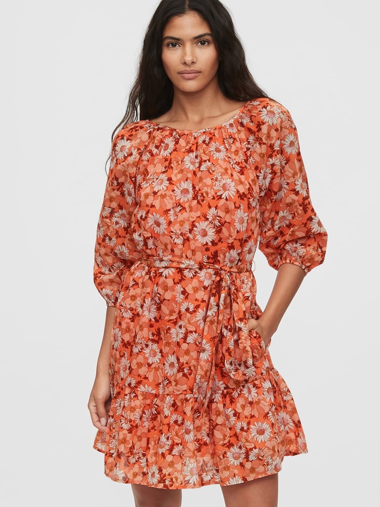 Gap Three-Quarter Sleeve Flounce Mini Dress