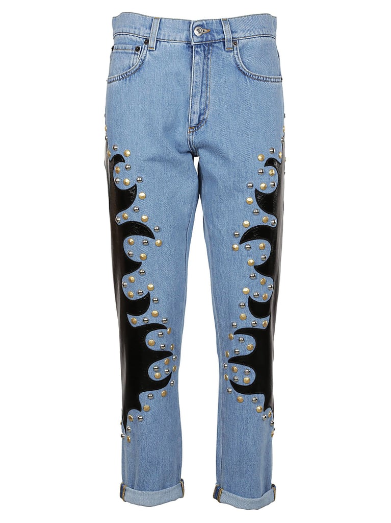 Studded Patch Jeans by Moschino
