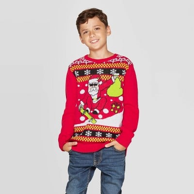 Well Worn Boys' Skater Santa Ugly Christmas Sweater