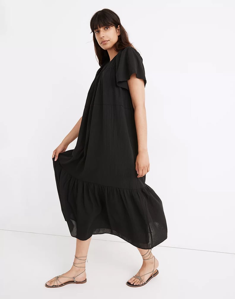 Madewell Embroidered Smocked Midi Dress