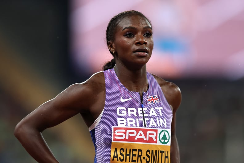 MUNICH, GERMANY - AUGUST 18: Dina Asher-Smith of Great Britain looks on after the Athletics - Women's 200m Semi Final 2 on day 8 of the European Championships Munich 2022 at Olympiapark on August 18, 2022 in Munich, Germany. (Photo by Maja Hitij/Getty Ima