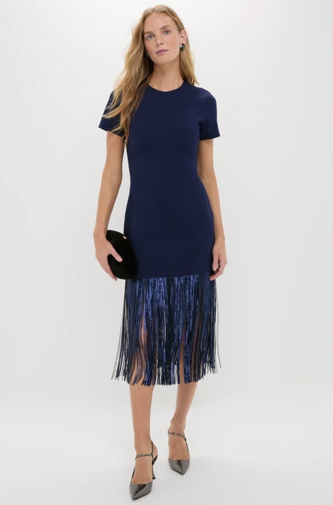 Hyancith House Navy Sequin Fringe Stevie Midi Dress