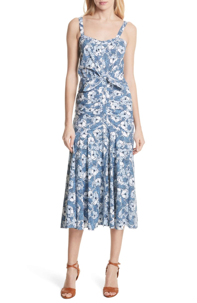 Veronica Beard Marena Ruched Waist Floral Midi Dress