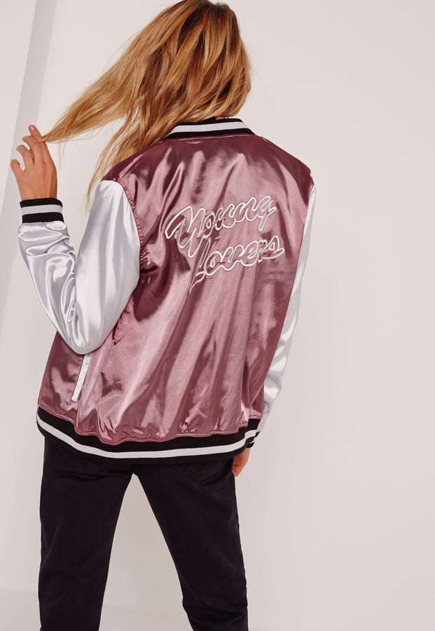 Missguided Graphic Satin Bomber Jacket Purple ($60) | Graphic Jackets | POPSUGAR Fashion Photo 13