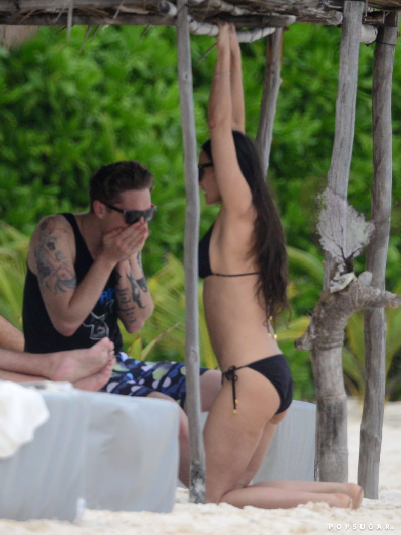 Demi hung on a cabana.