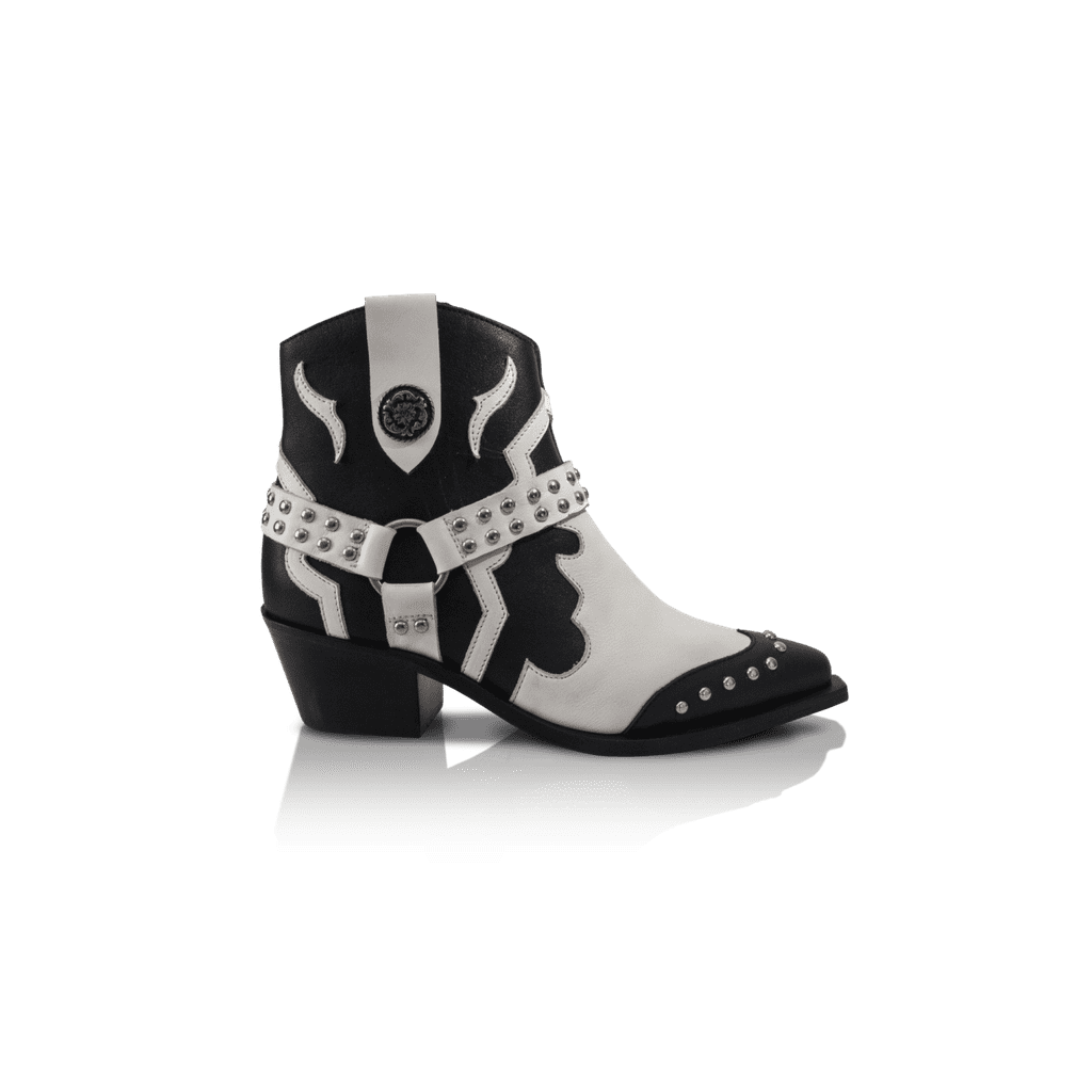 Bala Di Gala Flame Black and White Cowboy Boots