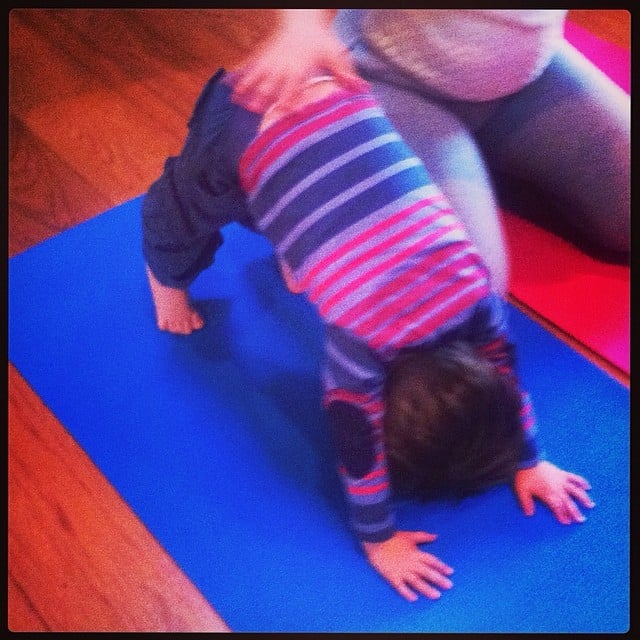 Alyssa Milano did a little prenatal yoga with Milo.
Source: Instagram user milano_alyssa