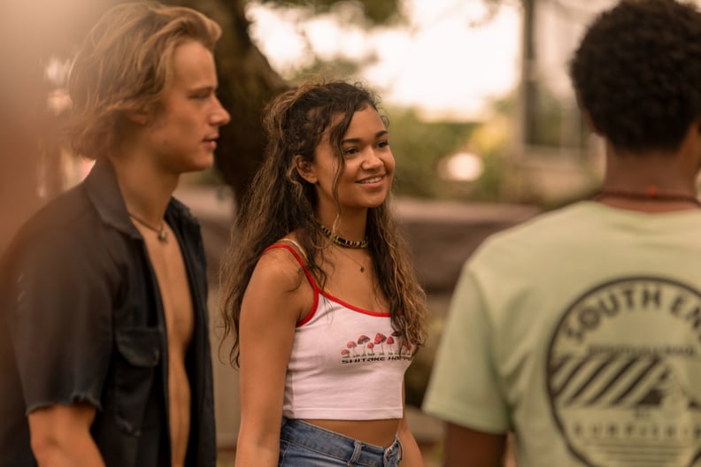 Kiara's "Shitake Happens" Tank Top and Denim Shorts on Outer Banks Season 2