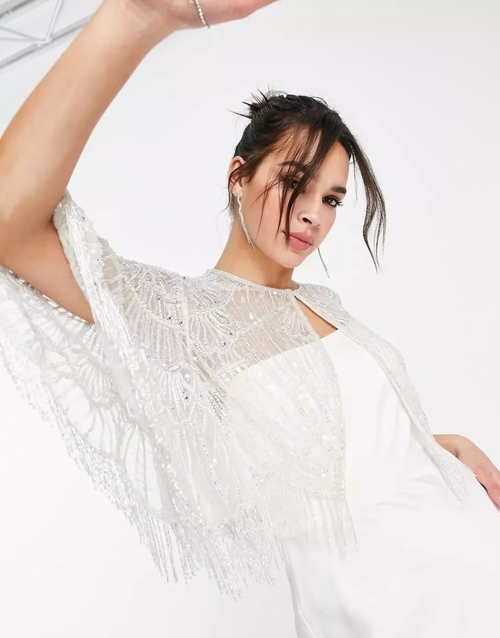 Beaded Bridal Cape ASOS Edition Embellished Fringe Cape in Ivory