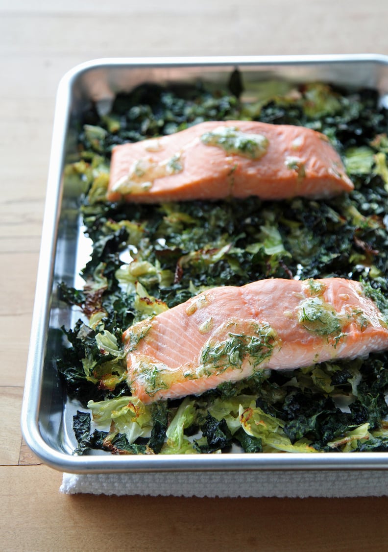 Salmon With Crispy Kale and Cabbage