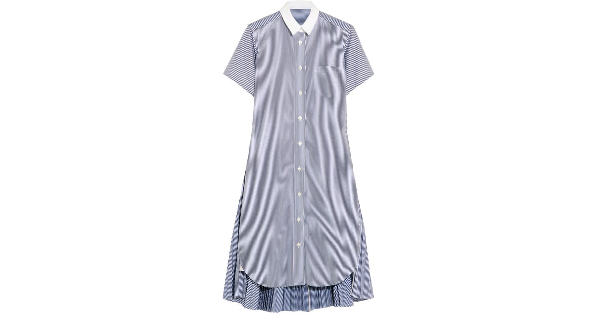 Sacai Cutout Striped Cotton-Poplin Dress ($525) | Pleated Fashion Trend