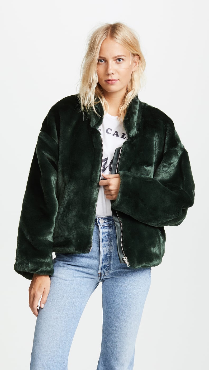 Free People Furry Bomber Jacket