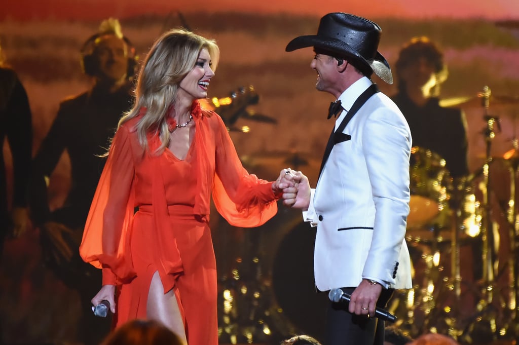 Faith and Tim shared a sweet onstage moment when they performed during the CMA Awards in Nashville in November 2017.