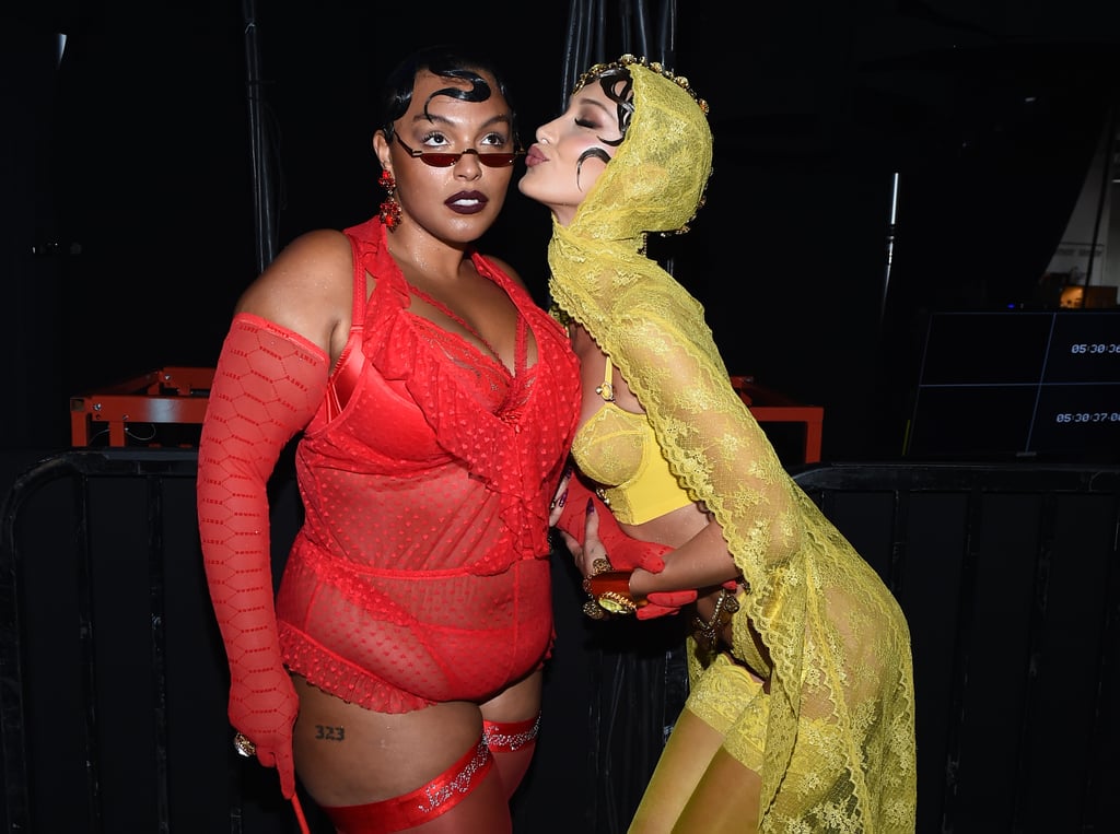 Above: VS Collective members Paloma Elsesser and Bella Hadid pose backstage at the 2019 Savage x Fenty show.
"I think the beauty of what Victoria's Secret is as a collective is about the conversation. All of us together, Paloma [Elsesser], Adut [Akech], when we sit on set, we're just grateful for how we feel supported now, instead of how we used to feel, when it was a lingerie company that used to be run by men for men . . . I just look around [on set] and I feel empowered again. I feel empowered in lingerie, instead of feeling like my body is some sort of money maker," Bella Hadid said.