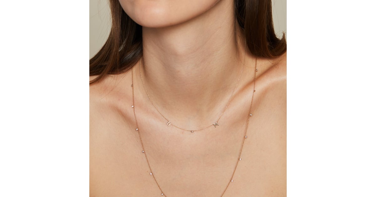 Bychari 2 Initial and Diamond Necklace 