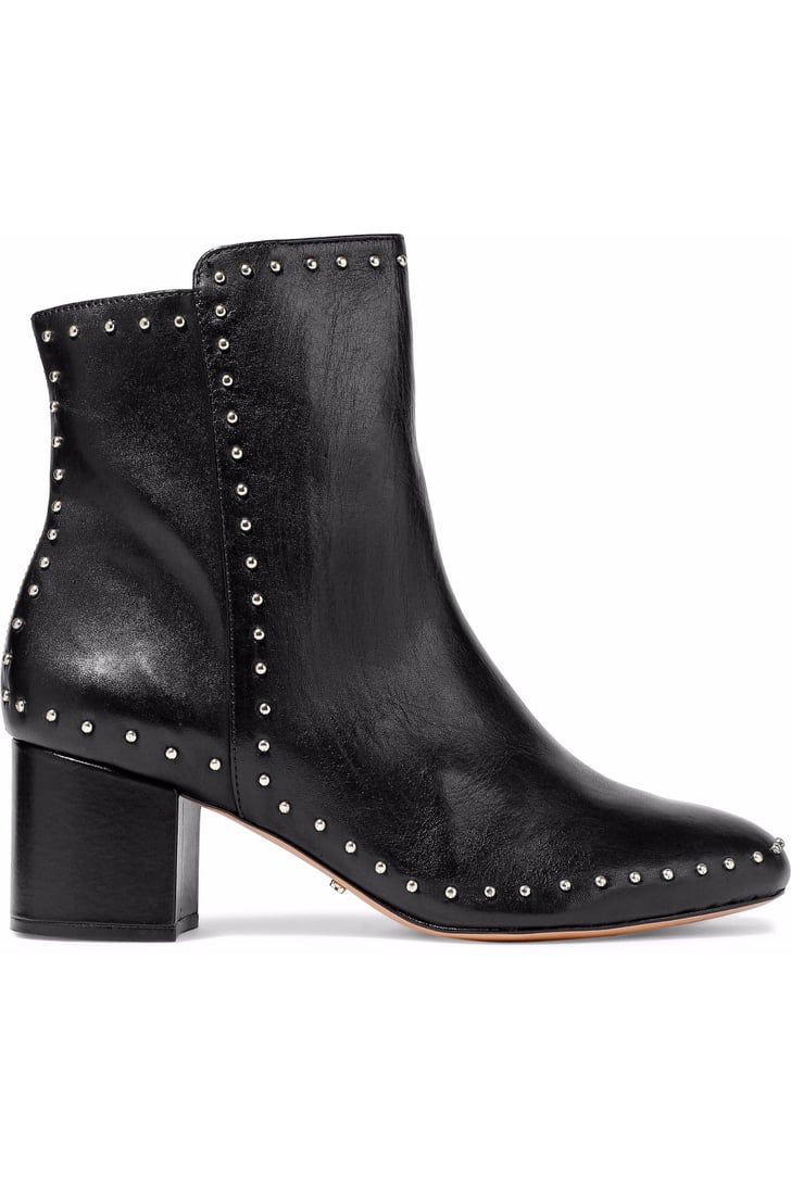 Schutz Studded Leather Ankle Boots | Amal Clooney Black Ankle Boots ...