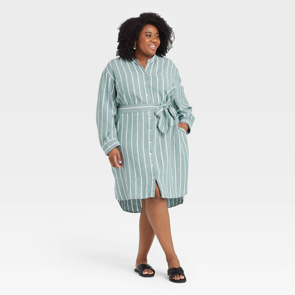 Don a Shirtdress: A New Day Long Sleeve Tie Waist Shirtdress