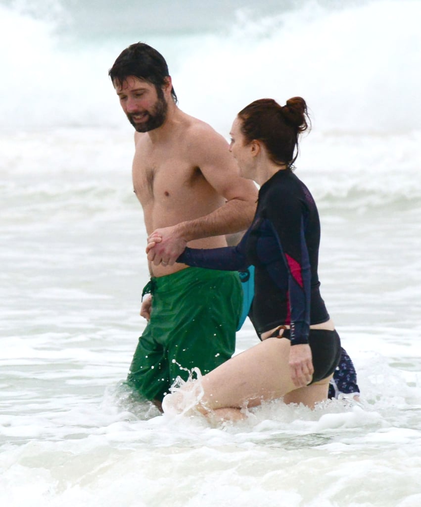 Julianne and Bart took a dip in the ocean in Mexico.