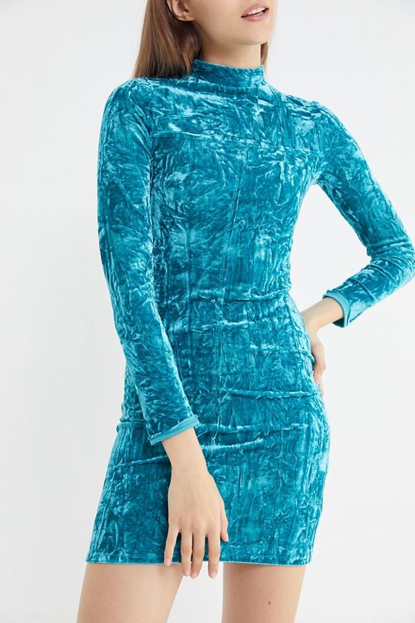 Urban Outfitters Ice Crusher Velvet Mock-Neck Mini Dress