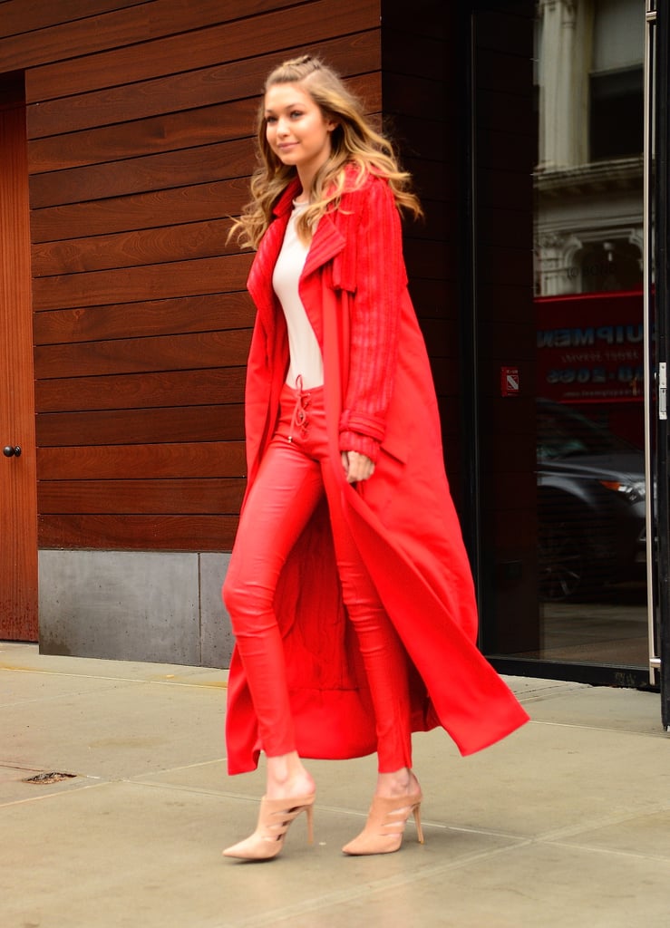 Gigi Hadid's Red Pants and Sweater at Fashion Week 2016