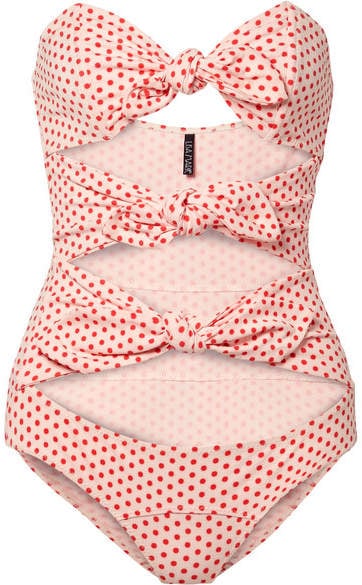 Lisa Marie Fernandez Triple Poppy Knotted Polka-dot Swimsuit