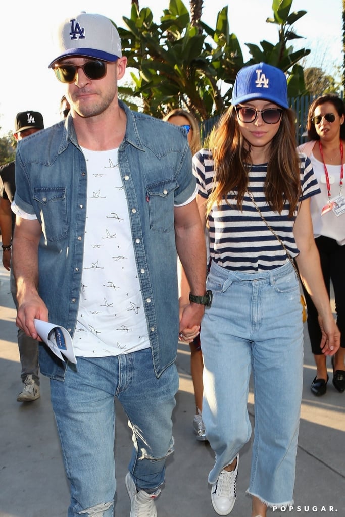 Justin Timberlake and Jessica Biel at the World Series 2017