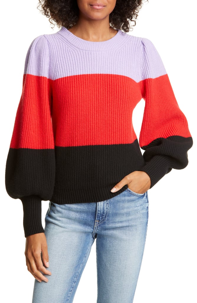 A.L.C. Sammy Balloon Sleeve Colorblock Sweater