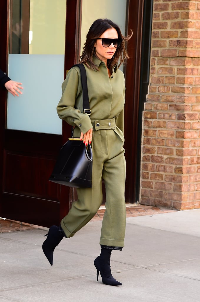 Victoria Beckham Green Jumpsuit November 2018