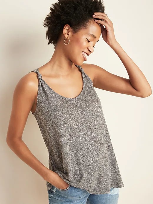 Old Navy Linen-Blend Jersey Knotted-Strap Tank Top