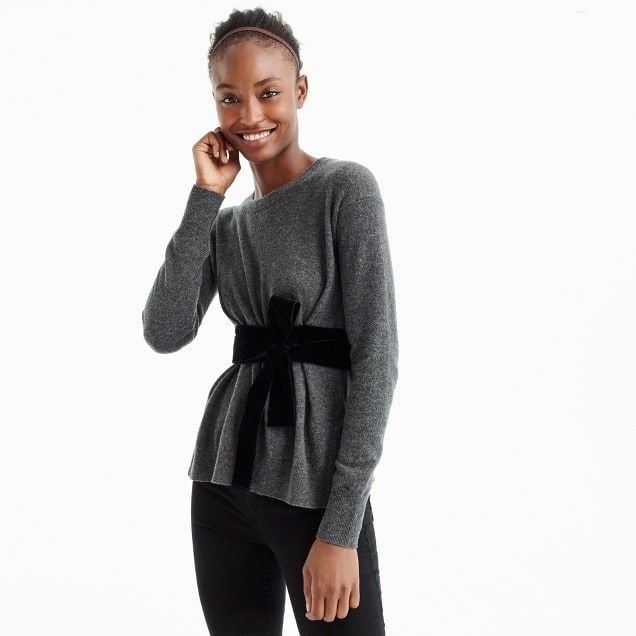 J.Crew Crewneck Sweater With Velvet Sash