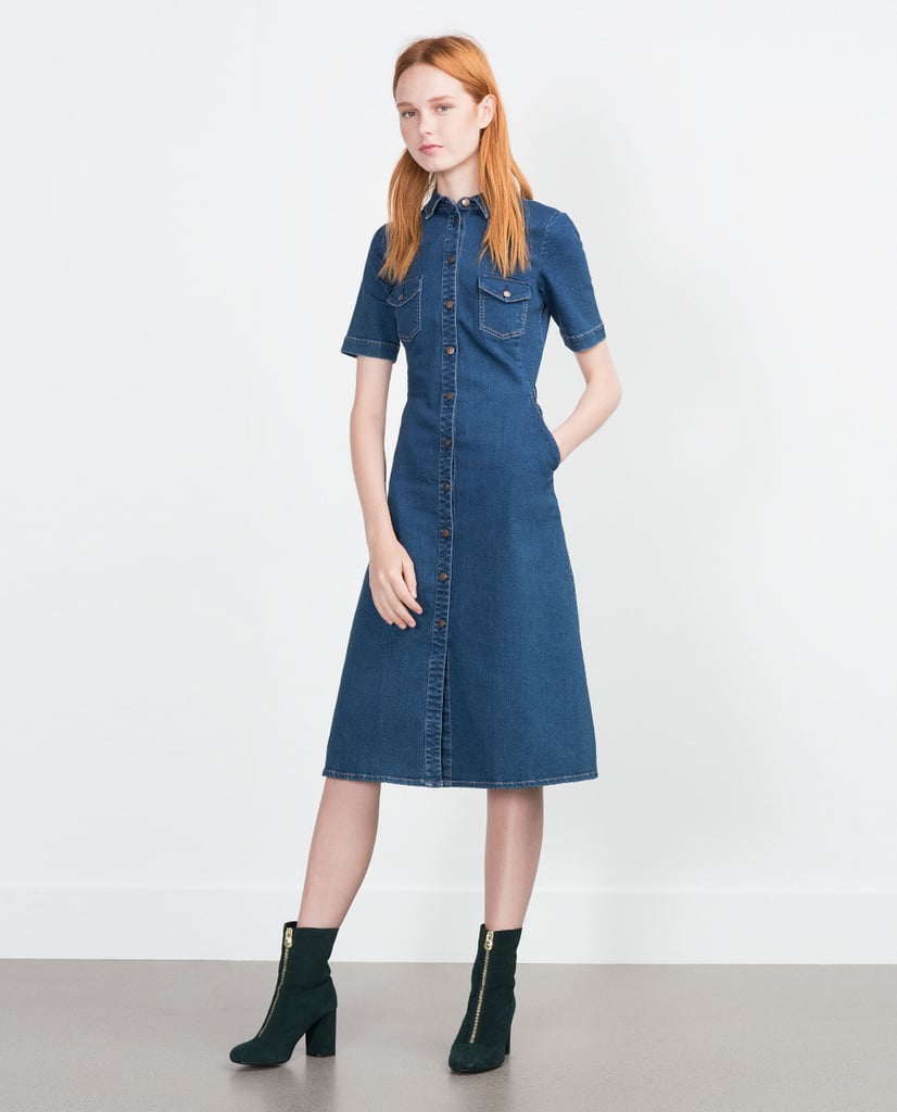 Zara denim dress ($60) | Denim Dresses For Fall | POPSUGAR Fashion Photo 3