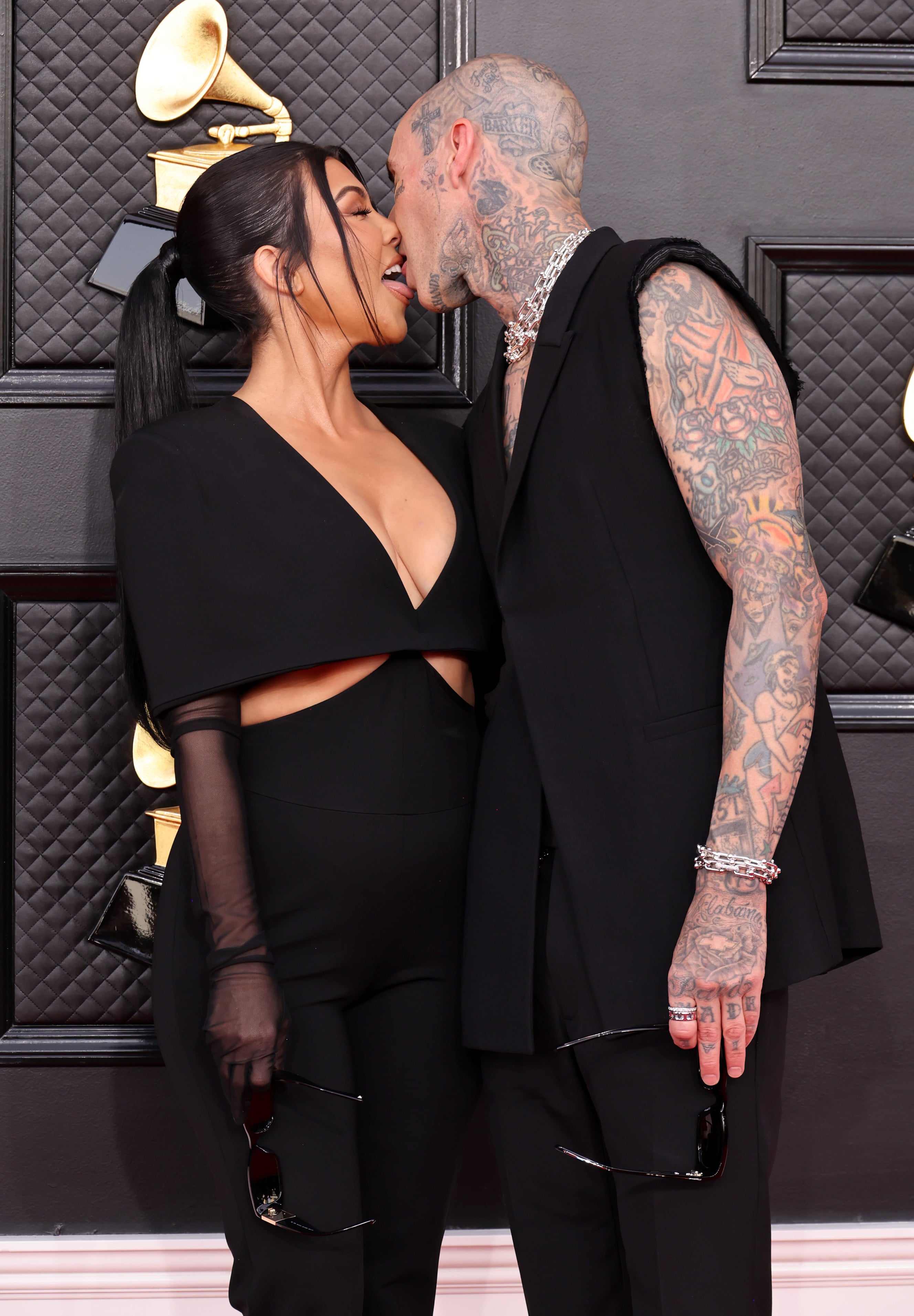 Kourtney Kardashian and Travis Barker Share Cute Moment in Art Gallery