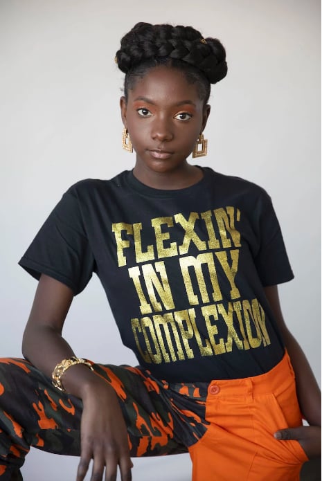 Flexin In My Complexion Tee Black And Gold Kheris Rogers Talks Flexin In My Complexion 9637